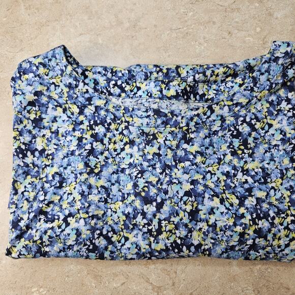 J Jill Womens SZ M Luxe Supima Tee Ditzy Floral Cottagecore Feminine Classic - Picture 7 of 7